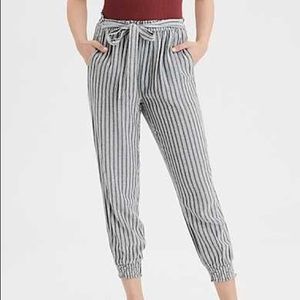 AEO striped tie waist joggers- size large